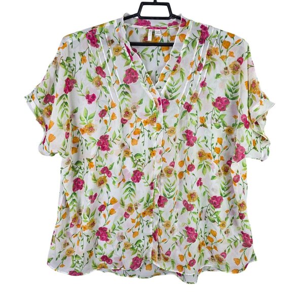 Womens Est. 1946 Multicolor Blouse Short Sleeve 100% Polyester Size 22/24W - Picture 1 of 8